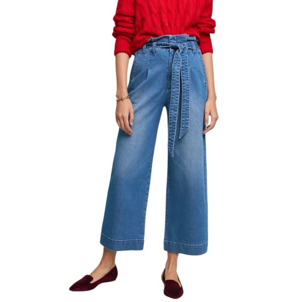 Anthropologie Pilcro Ultra High-Rise Belted Wide-Leg Jeans size 10